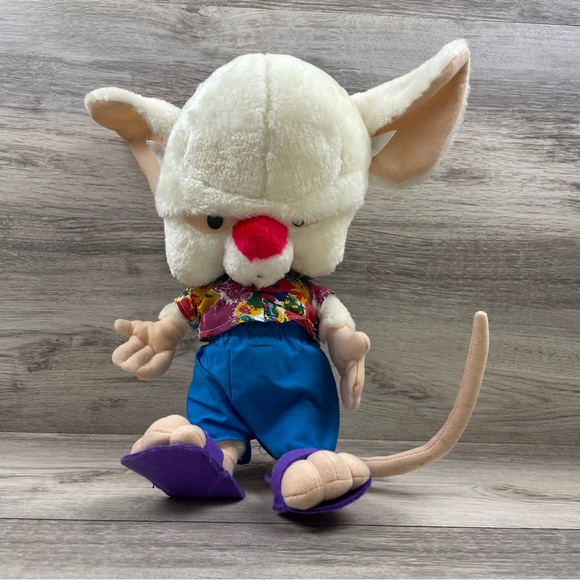 Pinky and the Brain Doll 1997 Hawaiian Shirt Animaniacs Vintage Retro Plush 14” - Picture 2 of 10